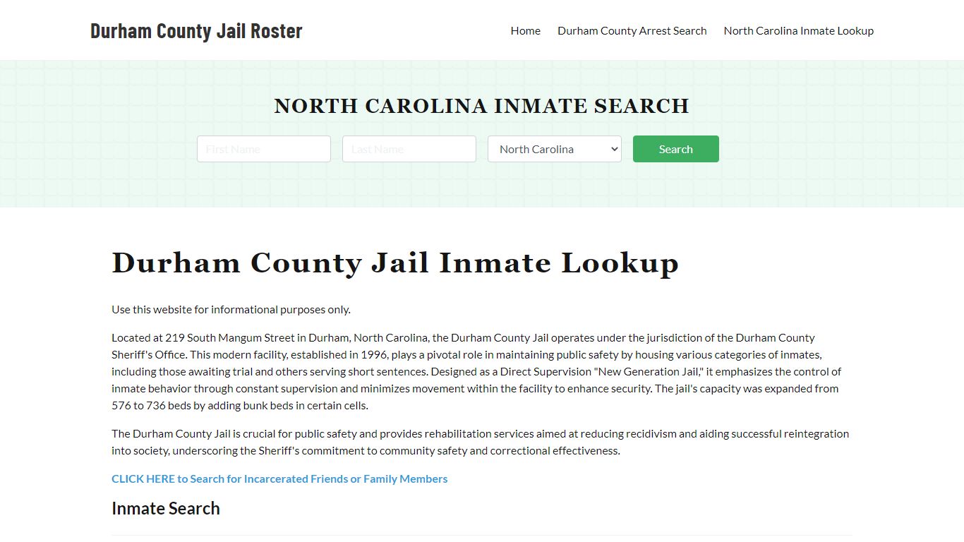 Durham County Jail Roster Lookup, NC, Inmate Search