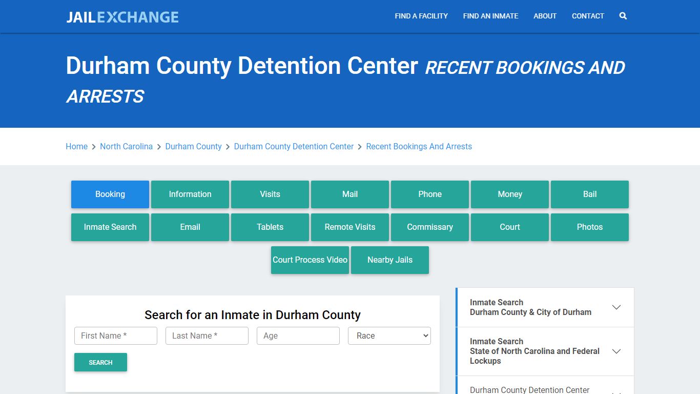 Durham County Detention Center Recent Bookings And Arrests - Jail Exchange